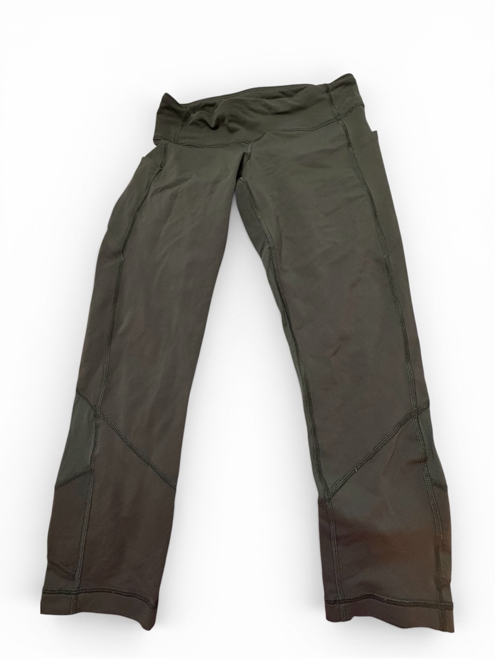 lululemon athletica Cropped Olive Green Yoga Leggings